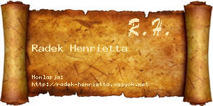 Radek Henrietta névjegykártya